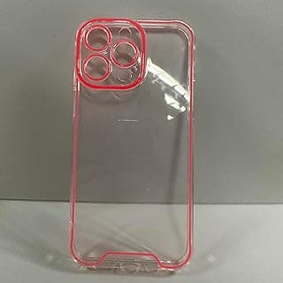 Glow in The Dark Clear Phone Case Designed for iPhone 12 Pro Max, Shockproof Transparent Bumper Cover Case for iPhone 12 Pro Max 6.7 Inch, Luminous Rose Red