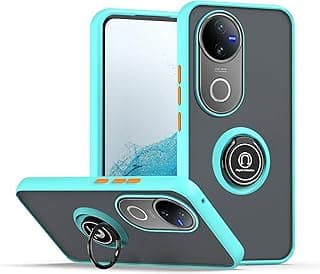 phone case compitable with Vivo V50 5G matte acrylic+pc+tbu luxury Protective Case with 360° Ring, Shockproof Cover Case, for Vivo V50 5G (sky blue)