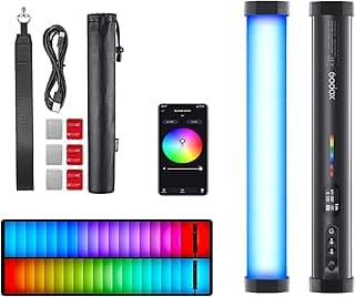 كشاف اضاءة TL30 RGB LED بقدرة 8W، درجة حرارة 2700K-6500K، بطارية ليثيوم مدمجة، تحكم عبر التطبيق (مصباح واحد)