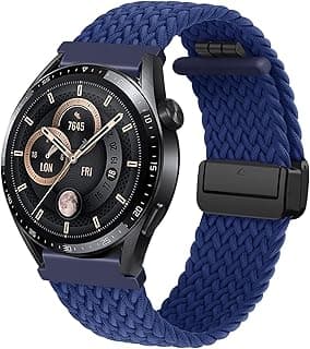 20mm Magnetic Band for Samsung Galaxy Watch 7/6/5/4/FE Band 40mm 44mm/Galaxy Watch 6/4 Classic Bands 47mm 43mm 46mm 42mm/Watch 5 pro 45mm/3 41mm/Active 2, Stretchy Braided Nylon Magnetic Sport Strap