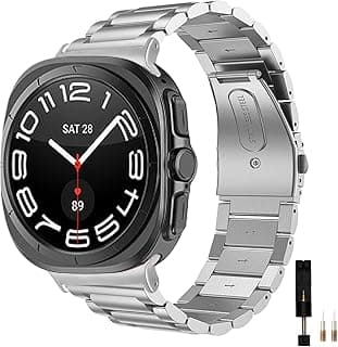 سوار معدني من الستانلس ستيل قابل للتعديل لساعة سامسونج Galaxy Watch7 Ultra مقاس 47 مم - للرجال والنساء