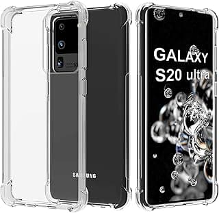 Shockproof Clear Case Compatible with Samsung Galaxy S20 Ultra - Transparent Soft Material