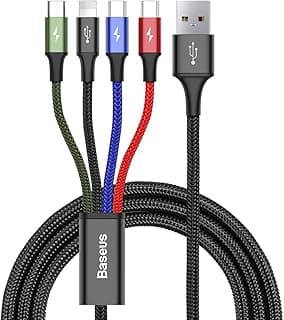 4 in 1 USB to L, Dual C and Micro Charging Cable Data Sync for iPhone Samsung s9 s8 Plus Note 9 8 (L + Type C (2) + Micro)