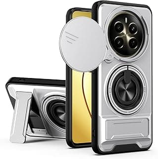 Case Cover Shock Resistant UNBLACK Protect Camera TPU + PC With KickStand Compatible with Realme 12 Pro/Realme 12 Pro Plus/Realme P1 Pro (Silver)