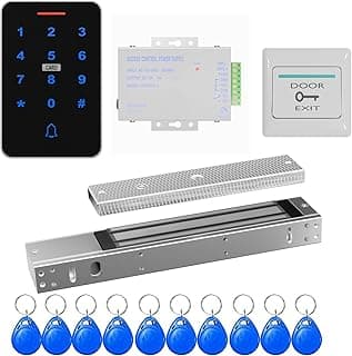 طقم نظام تحكم في الدخول، قفل مغناطيسي 600LBs/280KG + مزود طاقة + مفتاح تحكم + جهاز تحكم RFID مع 10 ميداليات مفاتيح RFID