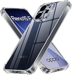 جراب حماية لهاتف Oppo Reno 15 F، سيليكون شفاف TPU مقاوم للصدمات مع حماية للكاميرا وزوايا مدعمة - شفاف