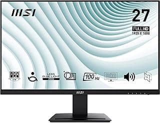 شاشة كمبيوتر برو موديل MP273A 27 بوصة، 100 هرتز، عالية الدقة HD، شاشة IPS 1920 × 1080 بكسل لراحة العين، بحامل تثبيت فيسا ومكبرات صوت مدمجة ومنافذ كابلات HDMI 1.4b ومنفذ عرض و1.2a وD-Sub/ VGA من MSI