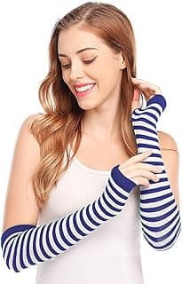 THE PACK Pair Winter Fingerless Long Knit Gloves Thumb Piercing Arm Warmer Gloves for Women Girls