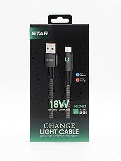 كابل بيانات وشحن سريع Micro USB بقدرة 18 وات مع مؤشر LED – مجدول بالنايلون، موديل ST-664