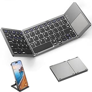 Foldable Wireless Bluetooth Keyboard with Touchpad, Portable and Rechargeable, Ergonomic Quiet for iOS, Android and Windows