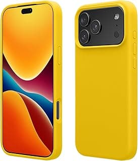 جراب متوافق مع ابل iPhone 17 Pro Max، سيليكون ناعم - اصفر مشرق