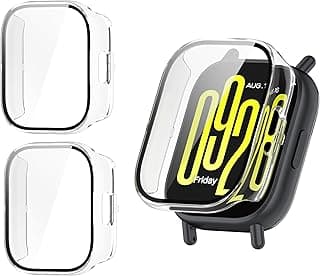 2 قطعة جراب متوافق مع شاومي Redmi Watch 5 Lite، بي سي + زجاج مقوى لحماية الشاشة، مضاد للصدمات، جراب متوافق مع شاومي Redmi Watch 5 Lite