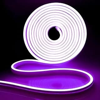 Neon Led Strip Lights Purple, 16.4ft/5m Neon Light Strip 12V Silicone Waterproof Flexible LED Neon Lights for Bedroom Festival Party Neon Sign DIY Decor (Power Adapter not Included)