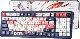 لوحة مفاتيح ألعاب ميكانيكية طراز K686 WBG برو SE بـ98 مفتاحًا وإضاءة RGB وإطار منع التسريب بتصميم أنمي بـ3 أوضاع اتصال ومقابس للتبديل السريع ومقبض تحكم دوار ووسادات تقليل الضوضاء وHi-Fi من ريدراجون