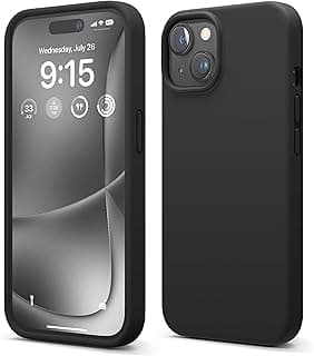 elago Liquid Silicone Case Compatible with iPhone 15, Premium Silicone, Full Protection Case [4-Layer Shockproof Structure], Soft Microfiber Lining Anti-Scratch (Black)