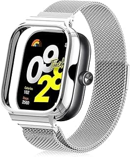 Dl3 Mobilak Strap Compatible with Xiaomi Redmi Watch 4, Men and Women Adjustable Metal Stainless Steel Mesh Magnetic Breathable Replacement Wristband Watch Bands for Redmi Watch 4