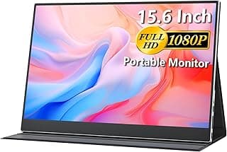 كوكوبار شاشة محمولة 15.6 انش 1080P FHD 60Hz 85% sRGB مع مكبر صوت HDMI USB-C شاشة ثانية للابتوب ماك بوك سيرفيس الكمبيوتر Xbox PS4/5، قابلة للتثبيت فيسا مع حامل غطاء كامل