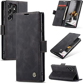 Phone Case Compatible with Samsung Galaxy S24 Ultra Luxury PU Leather Flip Cover Magnetic Card Slot Functional Stand Cover Compatible with Samsung Galaxy S24 Ultra (Black)