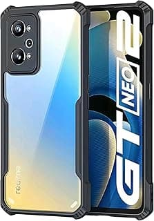 Clear Antishock Case with Soft Black Sides and Hard Back Compatible with Realme GT Neo 2 / GT Neo 3T / GT2 5G /Q5 Pro 5G Cover (Black, GT Neo 2)