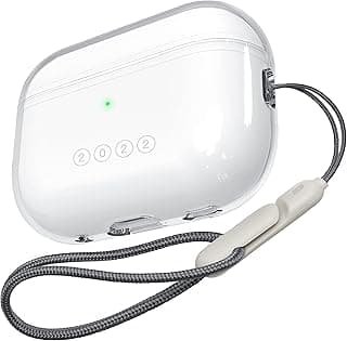 Airpods Pro 2 Case Clear with Lanyard, Compatible with Mag-Safe/Wireless/Apple Watch Charging Soft TPU Protective Case Cover for Apple AirPods Pro 2 2022 Released (White)
