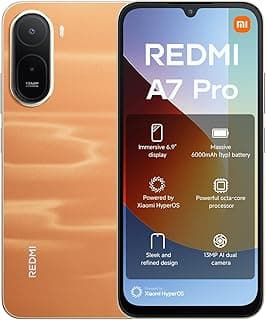 شاومي جوال ريدمي A7 برو الذكي 4GB+128GB 4G، بطارية 6000mAh، معالج ثماني النواة، كاميرا مزدوجة 13MP بالذكاء الاصطناعي، شاشة 6.9 انش 120Hz، برتقالي الغروب | ضمان 18 شهر من الشركة المصنعة
