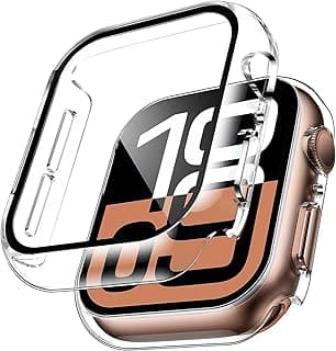 جراب VEMIGON صلب للكمبيوتر متوافق مع ساعة ابل Series 10 مقاس 42mm مع واقي شاشة زجاجي، تغطية كاملة، حساس للمس، إطار حماية فائق النحافة HD (شفاف)