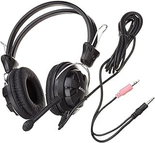 ايه 4 تيش HS-28-1 سماعات بأطراف مريحة ستيريو، اسود، سلكي، فوق الأذن