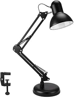 Desk Lamp with LED Bulb and Clip, Metal Frame, Adjustable Position, for Home and Office