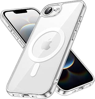جراب مغناطيسي لهاتف iPhone 16e مقاس 6.1 بوصة 2025 متوافق مع MagSafe، غطاء حماية ضد الصدمات، ظهر شفاف مقاوم للخدش (شفاف)