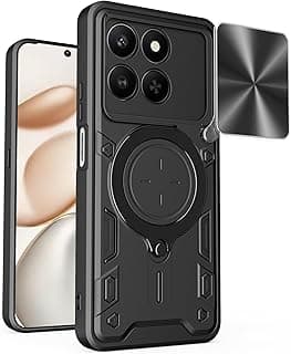 جراب حماية مضاد للصدمات UNBLACK بفتحة كاميرا منزلقة TPU + PC مع حلقة CD متوافق مع Honor X7D (أسود)