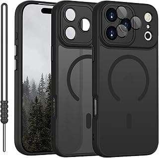 Phone Case for iPhone 17 Pro Max Case Compatible with MagSafe, YUANDMI Case for iPhone 17 Pro Max Magnetic Slim Thin Translucent Matte Back Shockproof Anti-Yellow Protective Cover Case Black