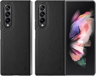 جراب Fekra لهاتف سامسونج Galaxy Z Fold 4، جلد PU + غطاء صلب PC فائق النحافة ومتين (أسود كلاسيكي)