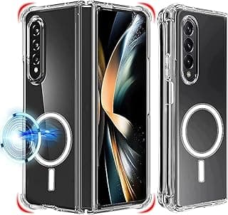 Case for Samsung Galaxy Z Fold 4 5G, Magnetic Flip TPU Protective Case Support Wireless Charging, Scratch Resistant Clear Cover for Samsung Galaxy Z Fold 4 5G