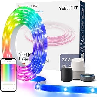 YEELIGHT Smart Led Strip Lights,6.5 FT WiFi RGB Led Light Strips Music Sync,App & Voice Control,Work with Razer Chroma,Homekit,Siri,Alexa,Google,Flexible Led Lights for TV,Bedroom,Room