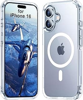 Magnetic Clear Phone Case Compatible with iPhone 16 Case - Compatible with Magsafe Charger,Extreme Shockproof and Anti-Yellowing Slim Thin Phone Case (iPhone 16)