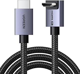 يوجرين كيبل HDMI 8K 10K 90 درجة 48Gbps 10 قدم، سلك مضفر HDMI 2.1 فائق السرعة بزاوية يمنى، 4K@240Hz 8K@60Hz، HDCP 2.2 و2.3، eARC HDR 10 متوافق مع بلاي ستيشن 5/بلو راي/روكو تي في/سويتش 2/ماك ميني