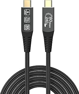 كيبل ثاندر بولت 5 من كاكوبل، متوافق مع ثاندربولت 4 ثاندربولت 3، USB 4 بمعدل نقل 80 جيجابايت في الثانية، HD 16K/8K@60Hz 240 واط، كيبل USB C للموزع وقاعدة M2 وM3 وSSD ووحدة معالجة الرسومات الجرافيكية
