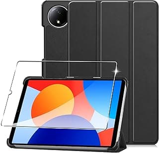 جراب لجهاز شاومي Redmi Pad SE 8.7 بوصة (2024)، مجموعة حماية للتابلت مع 1 اسكرينة حماية، خاصية الحامل الرأسي، غطاء حماية لجهاز شاومي Redmi Pad SE 8.7 بوصة - أسود