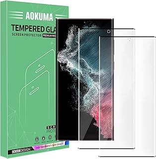 واقي شاشة زجاجي مقوى AOKUMA لهاتف سامسونج Galaxy S22 Ultra، حماية 3D منحنية للأطراف، تغطية كاملة للشاشة، متوافق مع معظم الجرابات (إطار أسود)