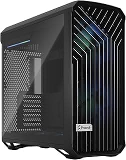 هيكل كمبيوتر تورنت لون أسود مع مذربورد نوع E-ATX من فراكتال ديزاين نافذة الزجاج المقوى وتدفق هواء مرتفع بتصميم متوسط الطول موديل FD-C-TOR1A-04