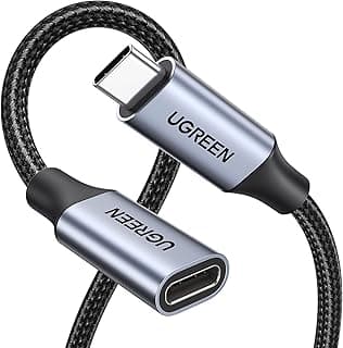 كابل تمديد USB C 3.1 مضفر، كابل تمديد Type C، كابل USB C 3.1 Gen2 5A متوافق مع iPad mini 6، ابل MacBook، Nintendo Switch إلخ - 1 متر | كابل تمديد Type C، متوافق مع ايفون 17 Pro Max Air 16 MacBook سامسونج Galaxy S26 Plus Ultra S25 S24 (رمادي فاتح 1 متر)