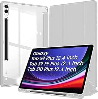 جراب لسامسونج Tab S9 Plus/Galaxy Tab S9 FE+، جراب هجين فليب 12.4 بوصة مع [مكان للقلم] لسامسونج Tab S9 Plus / S9 FE+ مع خاصية [الإيقاظ/النوم التلقائي] - رمادي