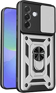 Case Cover Shock resistant UNBLACK Sliding CamShield TPU + PC Compatible with Samsung Galaxy A57 (Silver)