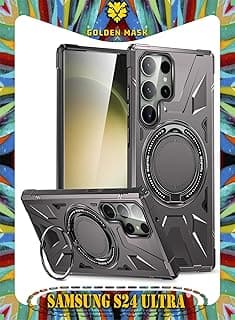 جراب لهاتف سامسونج Galaxy S24 Ultra مغناطيسي Mag-Safe مقاوم للصدمات مع حلقة تثبيت (رمادي داكن)