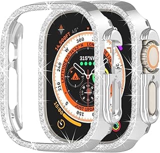 حافظة حماية من يرزبر لساعة ابل ووتش الترا 49mm بتصميم بمبر مصنوعة من البولي كاربونيت باللون الفضي