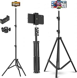 Lightweight & Portable 7 Feet (84 Inch) Long Tripod Stand with Adjustable Mobile Clip Holder for All Mobiles & Cameras | Working Length of 800 mm to 2100 mm | Supports Weight Up to 5000 g