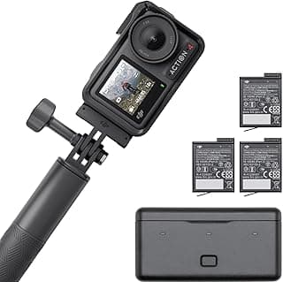 Osmo Action 4 Adventure Combo - 4K/120fps Waterproof Camera with 1/1.3-Inch Sensor, 10-bit & D-Log M Color Performance, 155° Wide FOV, 3 Extra Batteries.