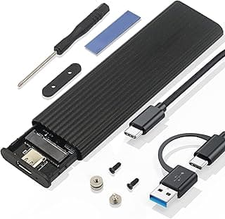 محول USB M2 SSD بذاكرة مستديمة ساتا بمنفذ PCIe 3.2 الجيل الثاني 10 جيجابت في الثانية مع غلاف مشتت حراري من الالومنيوم لـ 2230 2242 2260 2280 M.2 ام كي او مفتاح M+B اسود نون-براند