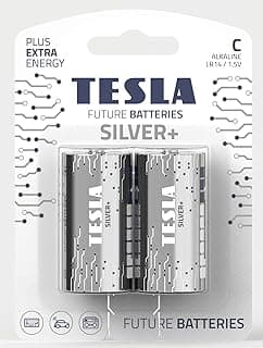 Tesla C Battery Silver+ Alkaline - Plus Extra Energy Batteries Blister Foil LR14/1.5V Pack of 2