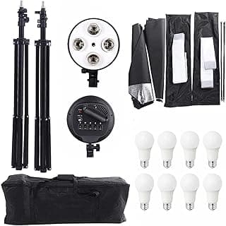 Lighting Kit Photography Photo Studio Video Continuous Light Stand Two 50 X 70cm Softbox 8 Bulbs Two Light Holder